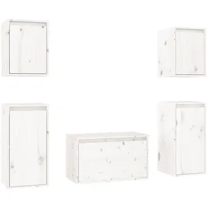 vidaXL Meubles TV 5 pcs Blanc Bois massif de pin pas cher