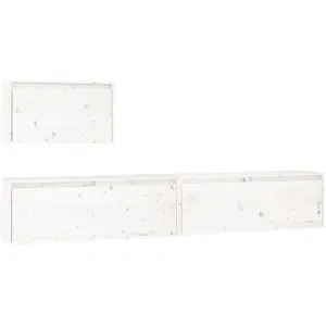vidaXL Meubles TV 3 pcs Blanc Bois massif de pin pas cher