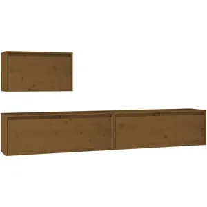 vidaXL Meubles TV 3 pcs Marron miel Bois massif de pin pas cher
