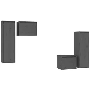 vidaXL Meubles TV 4 pcs Gris Bois massif de pin pas cher