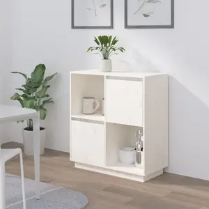 vidaXL Buffet Blanc 74x35x80 cm Bois massif de pin pas cher