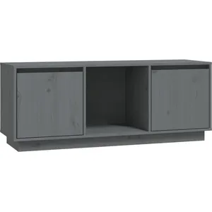 vidaXL Meuble TV Gris 110,5x35x44 cm Bois de pin massif pas cher