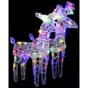 vidaXL Rennes de Noël 2 pcs 80 LED Multicolore Acrylique pas cher