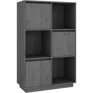 vidaXL Buffet Gris 74x35x117 cm Bois massif de pin pas cher