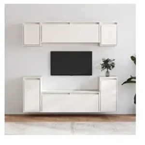 vidaXL Meubles TV 6 pcs Blanc Bois massif de pin