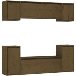 vidaXL Meubles TV 6 pcs Marron miel Bois massif de pin pas cher