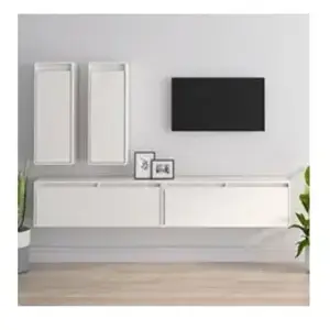 vidaXL Meubles TV 4 pcs Blanc Bois massif de pin pas cher