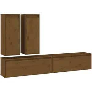 vidaXL Meubles TV 4 pcs Marron miel Bois massif de pin pas cher