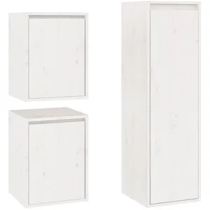 Comparateur de prix : vidaXL Meubles TV 3 pcs Blanc Bois massif de pin