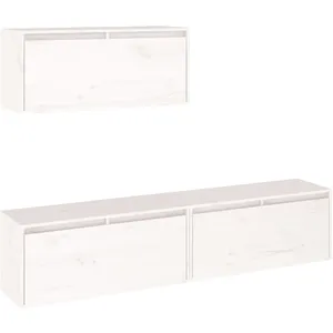 vidaXL Meubles TV 3 pcs Blanc Bois massif de pin pas cher