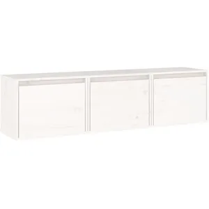 vidaXL Meubles TV 3 pcs Blanc Bois massif de pin pas cher
