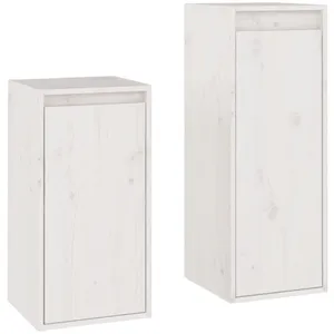 vidaXL Meubles TV 2 pcs Blanc Bois massif de pin