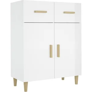 vidaXL Buffet Blanc brillant 69,5x34x89 cm Bois d'ingénierie pas cher