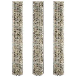 vidaXL Lit surélevé à gabion circulaire 3pcs Acier galvanisé Ø30x200cm pas cher