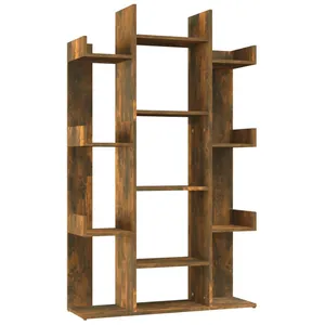 vidaXL Bibliothèque Chêne fumé 86x25,5x140 cm Bois d'ingénierie pas cher