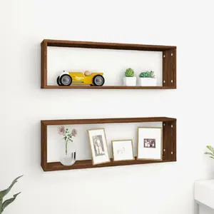 Comparateur de prix : vidaXL Étagères murales cubiques 2 pcs Chêne marron 80x15x26,5 cm