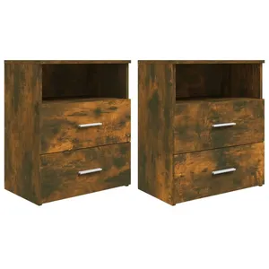 vidaXL Tables de chevet 2 pcs Chêne fumé 50x32x60 cm pas cher