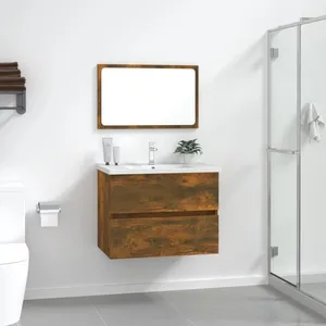 Comparateur de prix : Ensemble de meubles de salle de bain 2 pcs Chêne fumé Vidaxl Chêne fumé