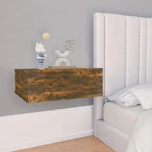 vidaXL Tables de chevet flottantes 2 pcs Chêne fumé 40x30x15 cm pas cher