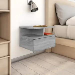 vidaXL Tables de chevet flottantes 2 pcs Sonoma gris 40x31x27 cm pas cher