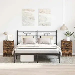 vidaXL Tables de chevet 2 pcs Chêne fumé 38x35x56 cm Bois d'ingénierie pas cher