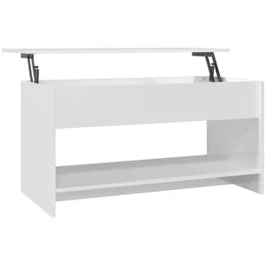 vidaXL Table basse Blanc brillant 102x50x52,5 cm Bois d'ingénierie pas cher