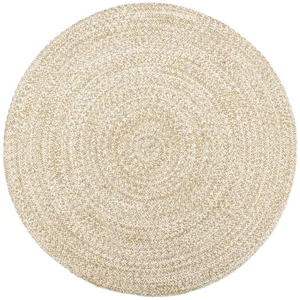 vidaXL Tapis fait à la main Jute Blanc et marron 180 cm pas cher