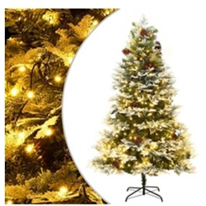 Comparateur de prix : vidaXL Sapin de Noël pré-éclairé et pommes de pin vert 195cm PVC et PE