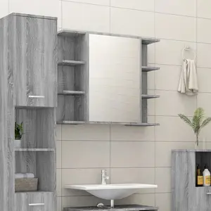 Comparateur de prix : vidaXL Armoire à miroir de salle de bain Sonoma gris 80x20,5x64cm Bois