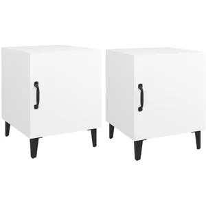 vidaXL Tables de chevet 2 pcs Blanc Bois d'ingénierie pas cher
