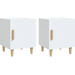 vidaXL Tables de chevet 2 pcs Blanc Bois d'ingénierie pas cher