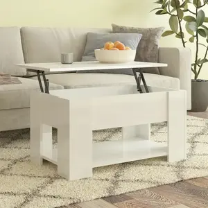 vidaXL Table basse Blanc brillant 79x49x41 cm Bois d'ingénierie pas cher