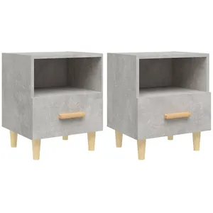 vidaXL Tables de chevet 2 pcs Gris béton 40x35x47 cm pas cher