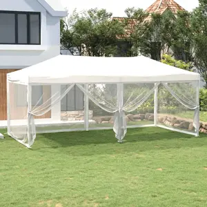 vidaXL Tente de réception pliable avec parois Blanc 3x6 m pas cher
