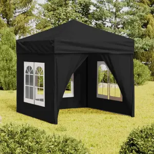 vidaXL Tente de réception pliable avec parois Noir 2x2 m pas cher