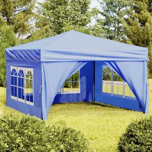 vidaXL Tente de réception pliable avec parois Bleu 3x3 m pas cher
