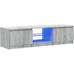vidaXL Meuble TV avec lumières LED Sonoma gris 140x40x35,5 cm pas cher