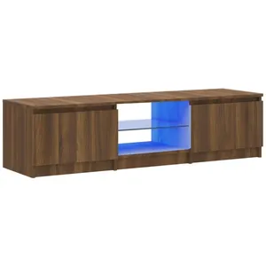 vidaXL Meuble TV avec lumières LED Chêne marron 140x40x35,5 cm pas cher