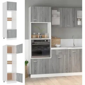 vidaXL Armoire à micro-ondes Sonoma gris 60x57x207 cm pas cher