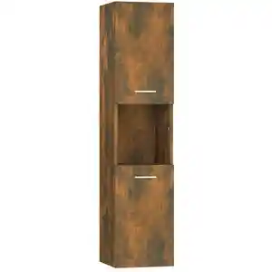 Comparateur de prix : vidaXL Armoire de bain Chêne fumé 30x30x130 cm Bois d'ingénierie