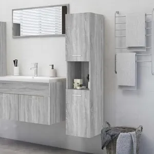 Comparateur de prix : vidaXL Armoire de bain Sonoma gris 30x30x130 cm Bois d'ingénierie
