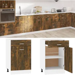 Comparateur de prix : vidaXL Armoire de plancher à tiroir Chêne fumé 50x46x81,5 cm Bois