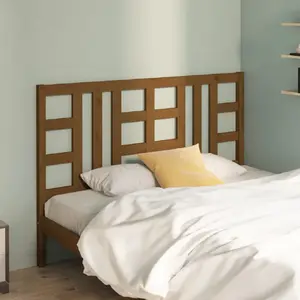 vidaXL Tête de lit Marron miel 146x4x100 cm Bois massif de pin pas cher