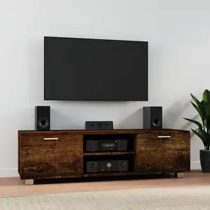 Non communiqué vidaXL Meuble TV Chêne fumé 140x40,5x35 cm Bois d'ingénierie pas cher