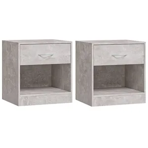 vidaXL Tables de chevet 2 pcs avec tiroir Gris béton pas cher