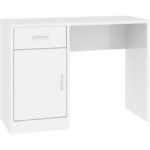 Comparateur de prix : vidaXL Bureau avec tiroir et armoire Blanc brillant 100x40x73 cm