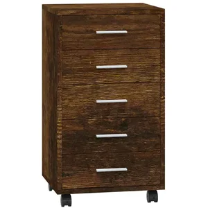 vidaXL Armoire à tiroirs avec roulettes Chêne fumé Bois d'ingénierie