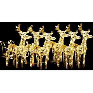 Comparateur de prix : vidaXL Décoration de Noël Rennes et traîneau 320 LED Acrylique