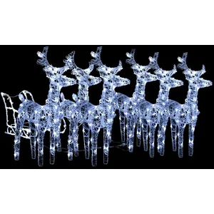 vidaXL Décoration de Noël Rennes et traîneau 320 LED AcryliqueVendu parcarrefour