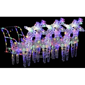 vidaXL Décoration de Noël Rennes et traîneau 320 LED Acrylique pas cher